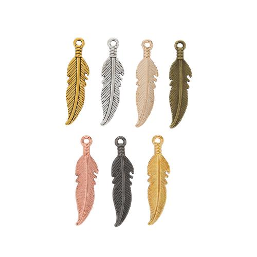 Tibetan Style Feather Pendants, plated, DIY, more colors for choice, nickel, lead & cadmium free, 27x7x2mm, 100PCs/Bag, Sold By Bag