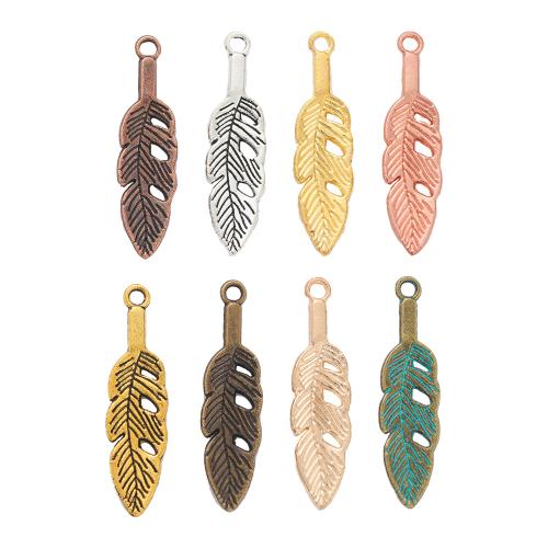 Tibetan Style Feather Pendants, plated, DIY, more colors for choice, nickel, lead & cadmium free, 29x8x1.50mm, 100PCs/Bag, Sold By Bag