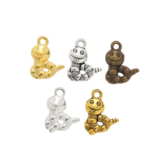 Tibetan Style Animal Pendants, Snake, plated, DIY, more colors for choice, nickel, lead & cadmium free, 16x12x3mm, 100PCs/Bag, Sold By Bag