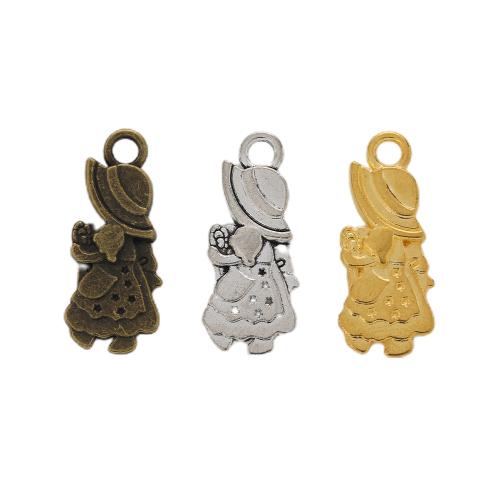 Tibetan Style Pendants, Girl, plated, DIY, more colors for choice, nickel, lead & cadmium free, 28x12x3mm, 100PCs/Bag, Sold By Bag