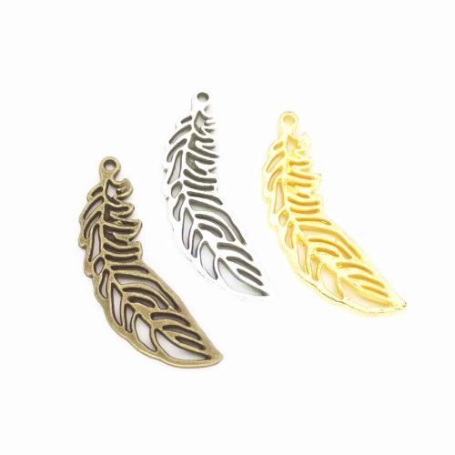 Tibetan Style Feather Pendants, plated, DIY, more colors for choice, nickel, lead & cadmium free, 38x11x2mm, 100PCs/Bag, Sold By Bag