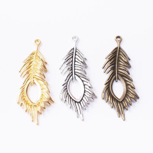 Tibetan Style Feather Pendants, plated, DIY, more colors for choice, nickel, lead & cadmium free, 71x28mm, 100PCs/Bag, Sold By Bag