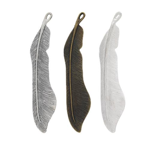 Tibetan Style Feather Pendants, plated, DIY, more colors for choice, nickel, lead & cadmium free, 110x21x3mm, 100PCs/Bag, Sold By Bag