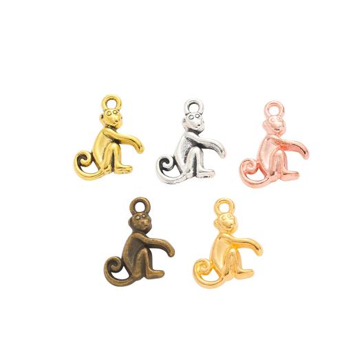 Tibetan Style Animal Pendants, Monkey, plated, DIY, more colors for choice, nickel, lead & cadmium free, 17x12x3mm, 100PCs/Bag, Sold By Bag