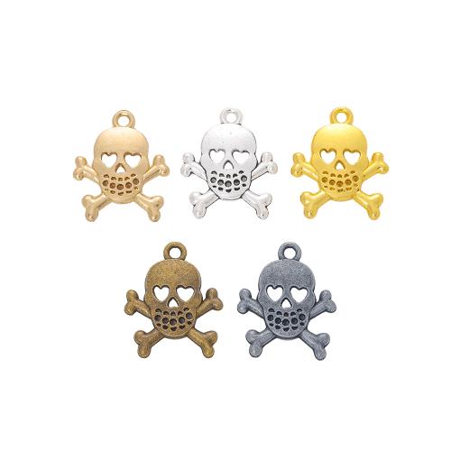 Tibetan Style Skull Pendants, plated, DIY, more colors for choice, nickel, lead & cadmium free, 25x21x3mm, 100PCs/Bag, Sold By Bag