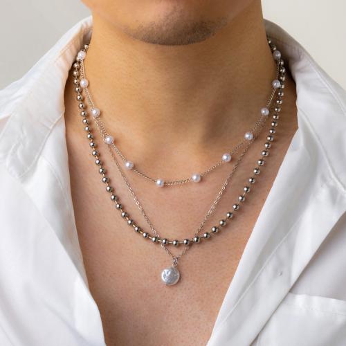 Collier de bijoux en alliage de zinc, avec perle de plastique, Placage, bijoux de mode, plus de couleurs à choisir, protéger l'environnement, sans nickel, plomb et cadmium, Vendu par PC