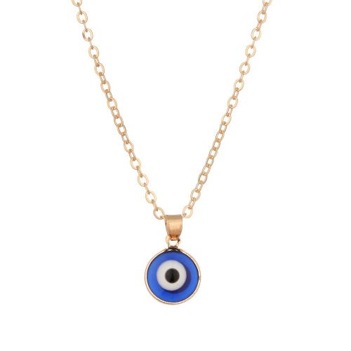 Evil Eye Schmuck Halskette, Zinklegierung, mit Verlängerungskettchen von 5cm, plattiert, Modeschmuck, keine, frei von Nickel, Blei & Kadmium, Länge:45 cm, verkauft von PC