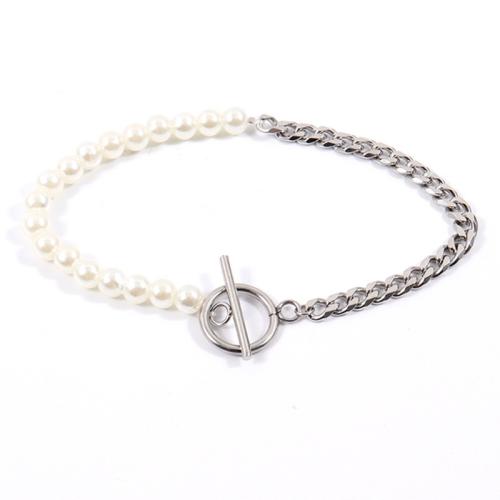 Pulsera de Aleación de Zinc, con Perlas plásticas, chapado, Joyería & diferentes patrones para la opción, más colores para la opción, libre de níquel, plomo & cadmio, longitud:16 cm, Vendido por UD