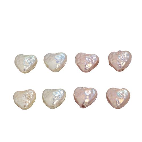 Glass Pearl Beads, Heart, plated, DIY, more colors for choice, 12mm, 5PCs/Bag, Sold By Bag