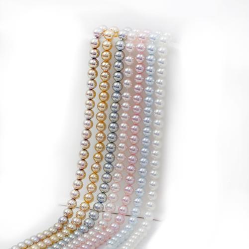 Glass Pearl Beads, Round, plated, DIY & different size for choice, more colors for choice, Approx 50PCs/Bag, Sold By Bag