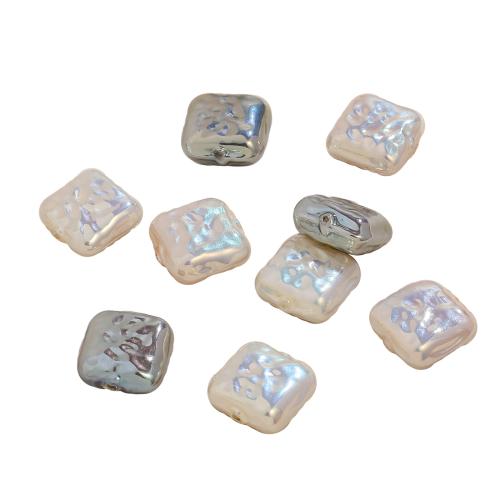 Glass Pearl Beads, Square, plated, DIY, more colors for choice, 14mm, 10PCs/Bag, Sold By Bag