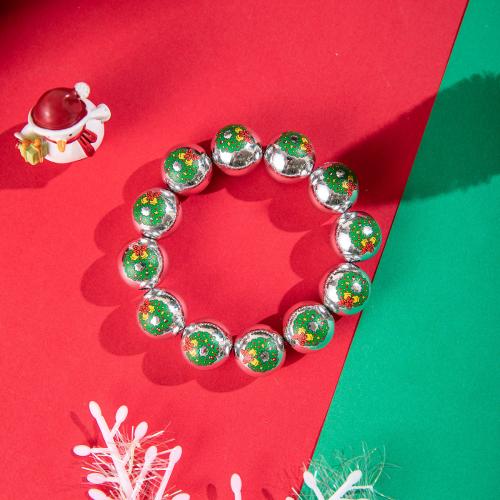 Christmas Holiday Bracelet, Resin, with Elastic Thread, Christmas Design & different designs for choice & for woman, more colors for choice, Sold By PC