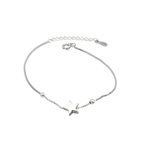 925 Sterling Silver Bangle Bracelet, Star, for woman, silver color, Sold By PC