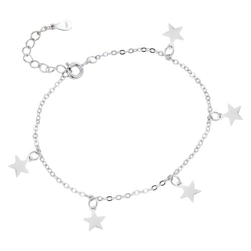 Bracelets en argent sterling, argent sterling 925, avec 3CM chaînes de rallonge, étoile, pour femme, plus de couleurs à choisir, Longueur:Environ 15.5 cm, Vendu par PC