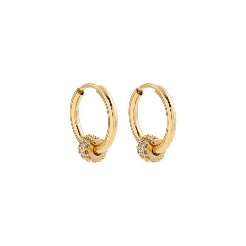 Cubic Zirconia Micro Pave Brass Earring, plated, micro pave cubic zirconia & for woman, gold, Sold By Pair