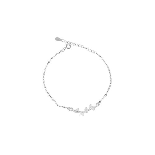 Sterling Silber Armbänder, 925 Sterling Silber, mit Verlängerungskettchen von 3CM, Ginkgo-Blatt, für Frau, Silberfarbe, Länge:ca. 15.5 cm, verkauft von PC