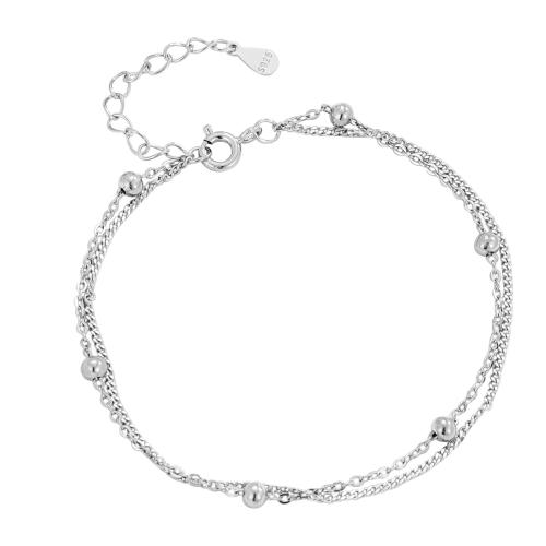 Bracelets en argent sterling, argent sterling 925, avec 3CM chaînes de rallonge, pour femme, argent, Longueur:Environ 15.5 cm, Vendu par PC