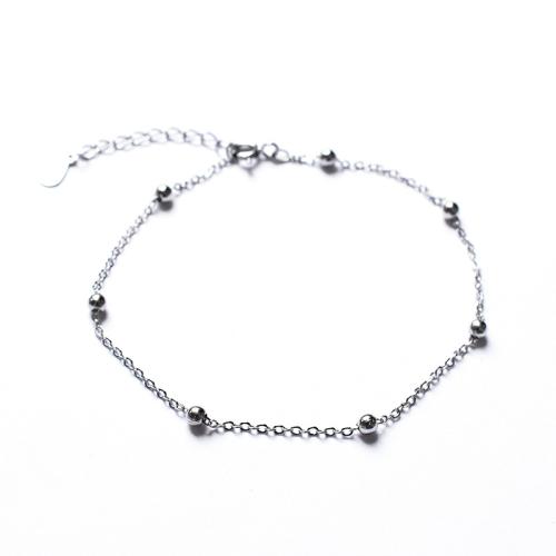 Fashion Sterling Silver Anklet, 925 Sterling Silver, with 3CM extender chain, for woman, silver color, Length:Approx 20 cm, Sold By PC