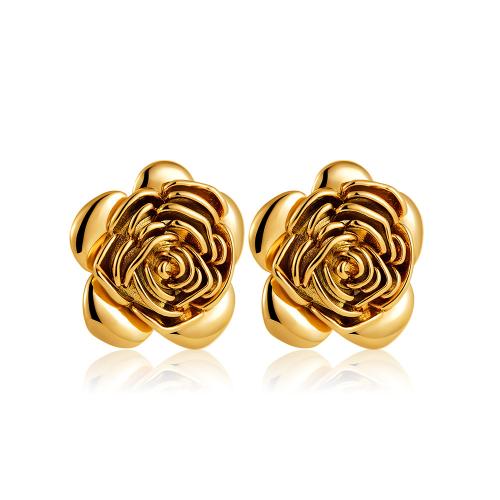 Stainless Steel Stud Earrings, 304 Stainless Steel, petals, plated, for woman, more colors for choice, Sold By Pair