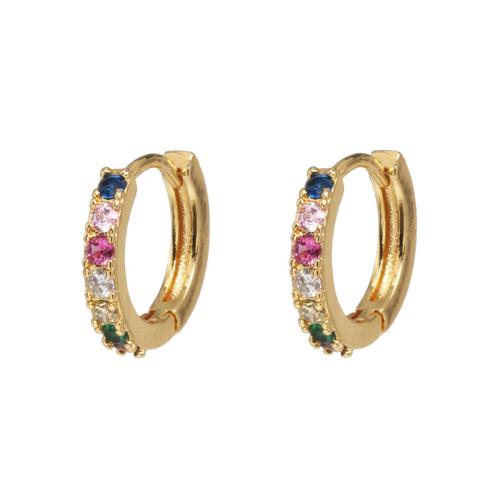 Boucles d'oreilles en laiton zircon cubique pavent, Placage, pavé de micro zircon & pour femme, plus de couleurs à choisir, 12x7mm, Vendu par paire