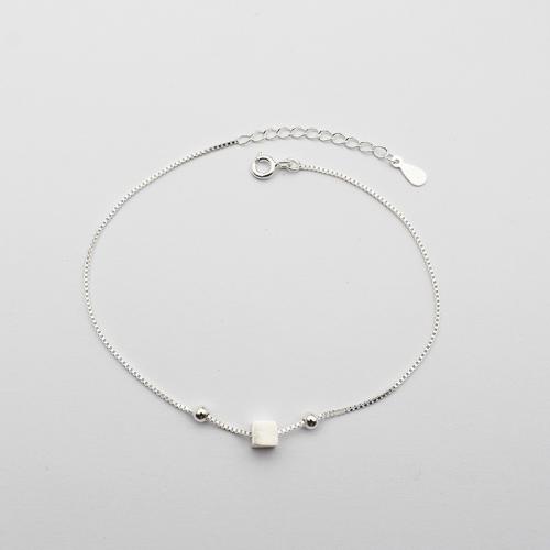 Tobillera de plata esterlina de moda, plata de ley 925, con 3CM extender cadena, para mujer, plateado, longitud:aproximado 20 cm, Vendido por UD