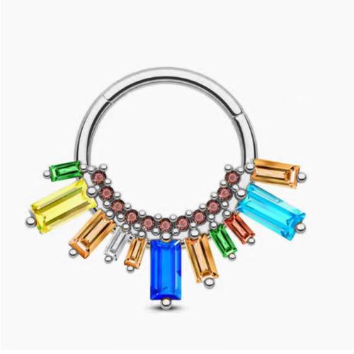 Bijoux de perçage de corps de personnalité de mode et accessoires, laiton, avec Acier inoxydable 304, unisexe & pavé de micro zircon, plus de couleurs à choisir, 1.20x10mm, Vendu par PC