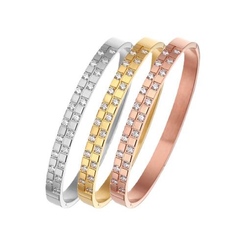 Titanium Steel Bracelet & Bangle, plated, micro pave cubic zirconia & for woman, more colors for choice, Sold By PC