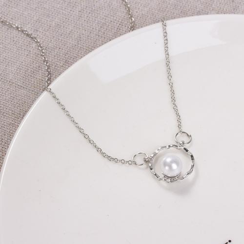 Tibetan Style Jewelry Necklace, with Plastic Pearl, with 5cm extender chain, plated, different styles for choice & for woman, more colors for choice, Length:Approx 35 cm, Sold By PC