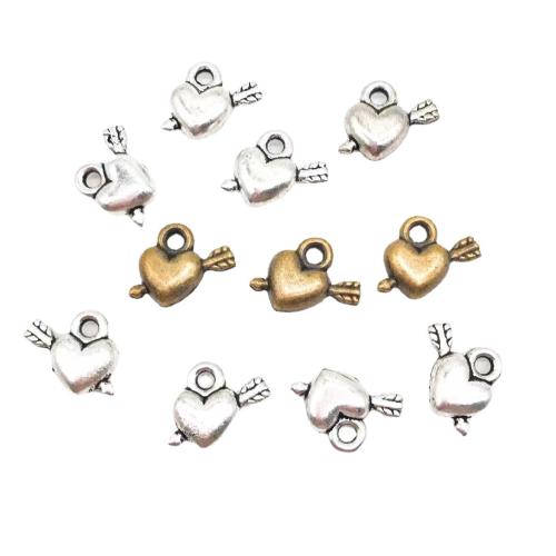 Tibetan Style Heart Pendants, plated, DIY, more colors for choice, 12x10mm, 100PCs/Bag, Sold By Bag