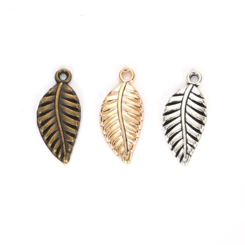 Tibetan Style Leaf Pendants, plated, DIY, more colors for choice, 11x24x2mm, 100PCs/Bag, Sold By Bag