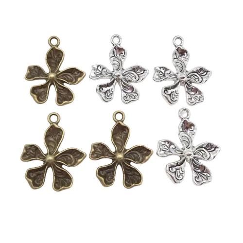 Tibetan Style Flower Pendants, plated, DIY, more colors for choice, 26x22mm, 100PCs/Bag, Sold By Bag