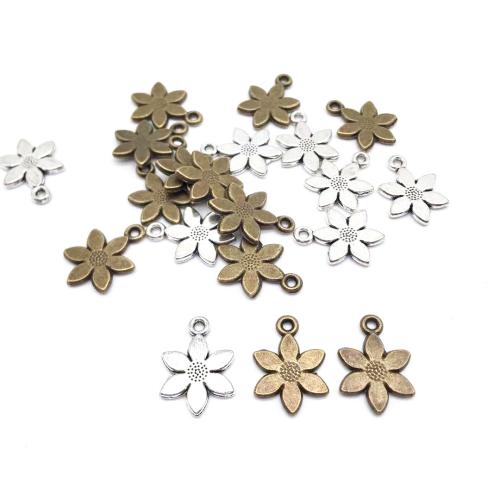 Tibetan Style Flower Pendants, plated, DIY, more colors for choice, 12x17x2mm, 100PCs/Bag, Sold By Bag