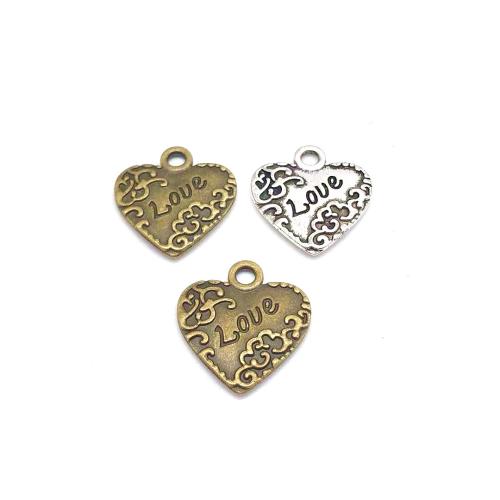 Tibetan Style Heart Pendants, plated, DIY, more colors for choice, 14x12x2mm, 100PCs/Bag, Sold By Bag