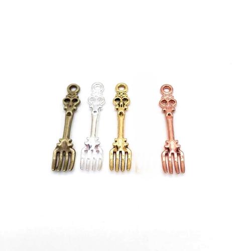 Tibetan Style Pendants, Fork, plated, DIY, more colors for choice, 34x7x1mm, 100PCs/Bag, Sold By Bag