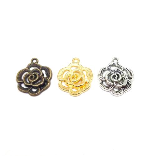 Pendentifs fleurs en alliage de zinc, Rose, Placage, DIY, plus de couleurs à choisir, 24x20mm, 100PC/sac, Vendu par sac