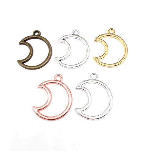 Zinc alliage Moon pendentifs, alliage de zinc, lune, Placage, DIY, plus de couleurs à choisir, 27x21mm, 100PC/sac, Vendu par sac