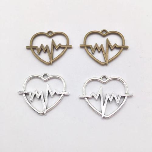 Tibetan Style Heart Pendants, plated, DIY, more colors for choice, 24x29x2mm, 100PCs/Bag, Sold By Bag