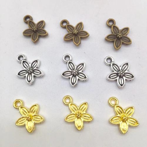 Tibetan Style Flower Pendants, plated, DIY, more colors for choice, 14x11x4mm, 100PCs/Bag, Sold By Bag