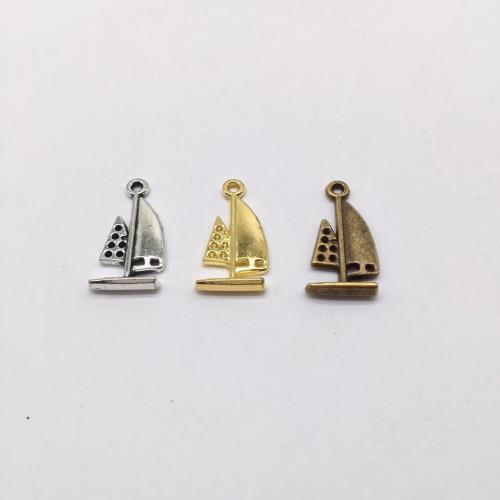 Vehicle Shaped Tibetan Style Pendants, Sail Boat, plated, DIY, more colors for choice, 28x14x4mm, 100PCs/Bag, Sold By Bag