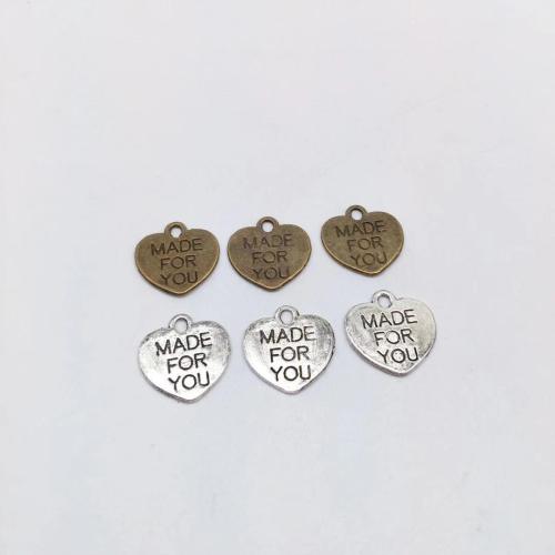 Tibetan Style Heart Pendants, plated, DIY, more colors for choice, 15x15x1mm, 100PCs/Bag, Sold By Bag