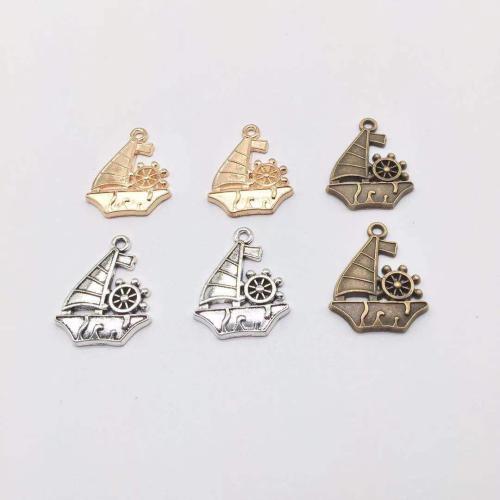 Véhicule en forme de pendentifs en alliage de Zinc, Bateau à voile, Placage, DIY, plus de couleurs à choisir, 28x22x3mm, 100PC/sac, Vendu par sac