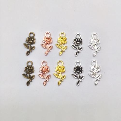 Tibetan Style Flower Pendants, Rose, plated, DIY, more colors for choice, 21x10x3mm, 100PCs/Bag, Sold By Bag