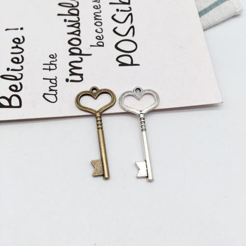 Tibetan Style Key Pendants, plated, DIY, more colors for choice, 46x19mm, 100PCs/Bag, Sold By Bag