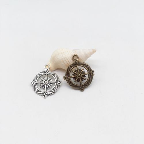 Tibetan Style Pendants, Compass, plated, DIY, more colors for choice, 25mm, 100PCs/Bag, Sold By Bag