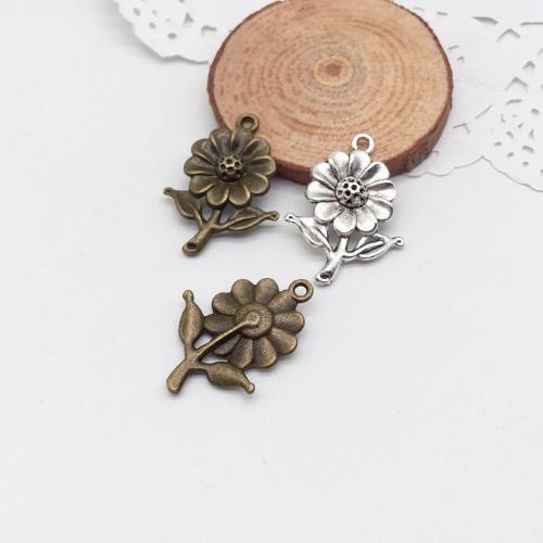 Tibetan Style Flower Pendants, Sunflower, plated, DIY, more colors for choice, 27x19x4mm, 100PCs/Bag, Sold By Bag