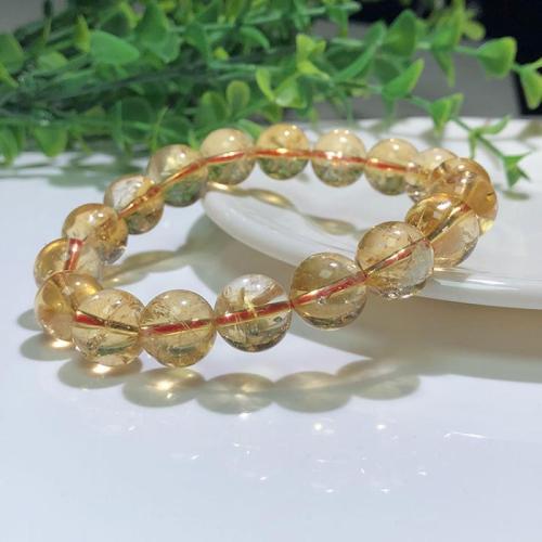 abalorio de citrino Pulsera, Esférico, natural, diverso tamaño para la opción & para mujer, amarillo, Grado AAA, longitud:aproximado 7.5 Inch, Vendido por UD