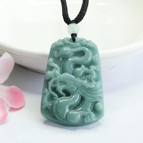 Bijoux Pendentifs en pierres gemmes, jade, dragon, style folk & DIY, 38x26mm, Vendu par PC