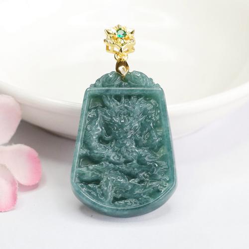 Gemstone Pendants Jewelry, Jadeite, Dragon, DIY, 37x27mm, Sold By PC