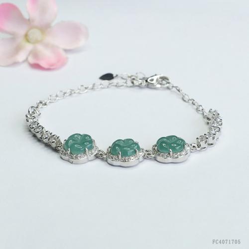 Jadeite Bracelet, with Tibetan Style, Flower, fashion jewelry & for woman, Length:Approx 6-8 Inch, Sold By PC