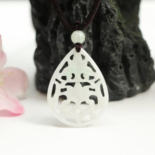 Gemstone Pendants Jewelry, Jadeite, Teardrop, DIY & hollow, 30x22mm, Sold By PC